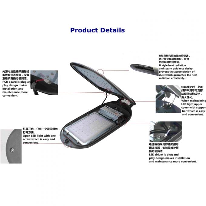 Energy Saving Road Lighting Fixtures 50w structure back radiating rib 5