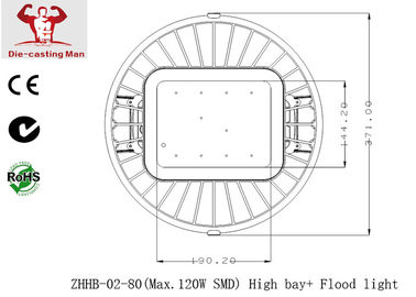  Industrial Led High Bay Lighting 120 Watt   1200LM MW Driver