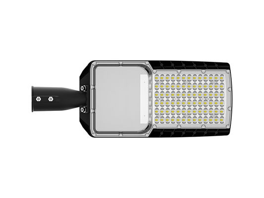 Black Grey Colour LED Street Light Fixtures IP66 Protection Grade Tempered And Transparent Glass